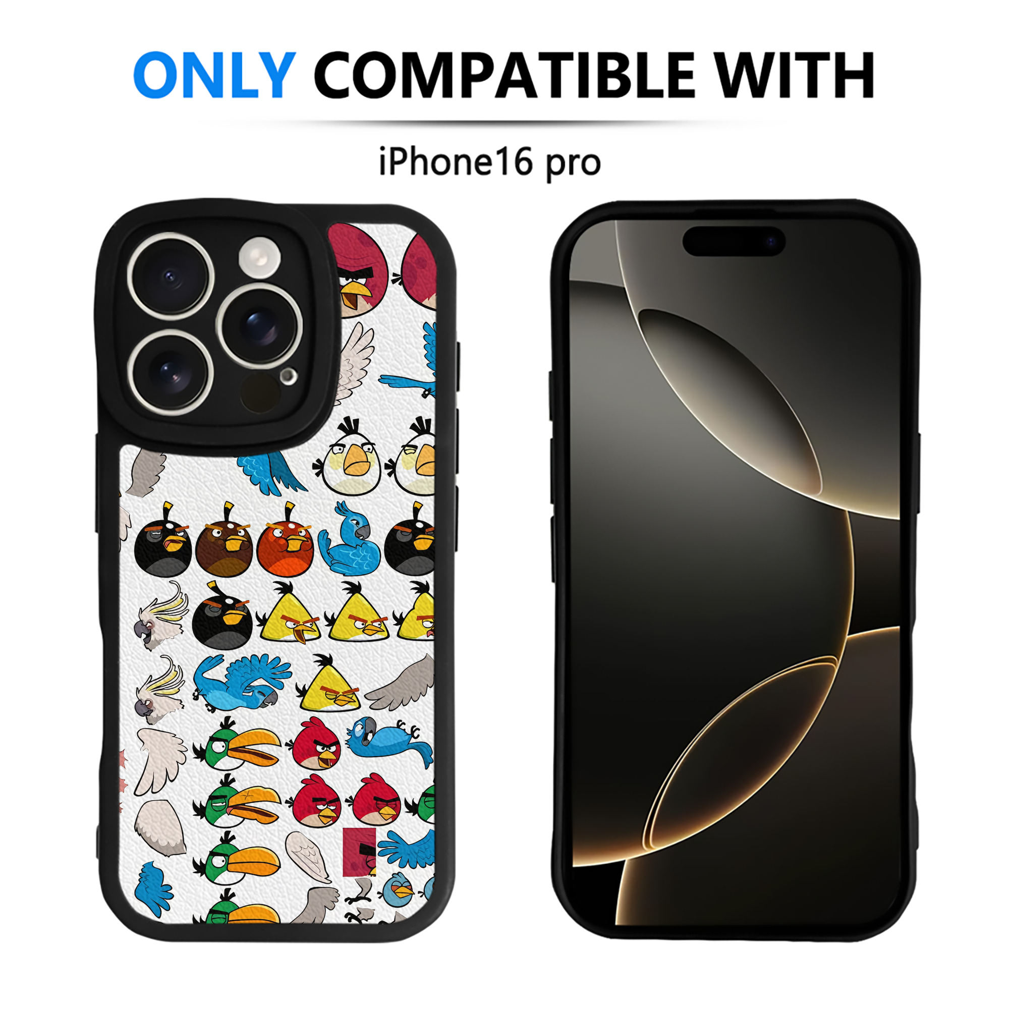 （画像用） Angry Birds アングリーバード 【iPhone 16シリーズ対応】シリコンスマホケース（レザー調） 材質：シリコン